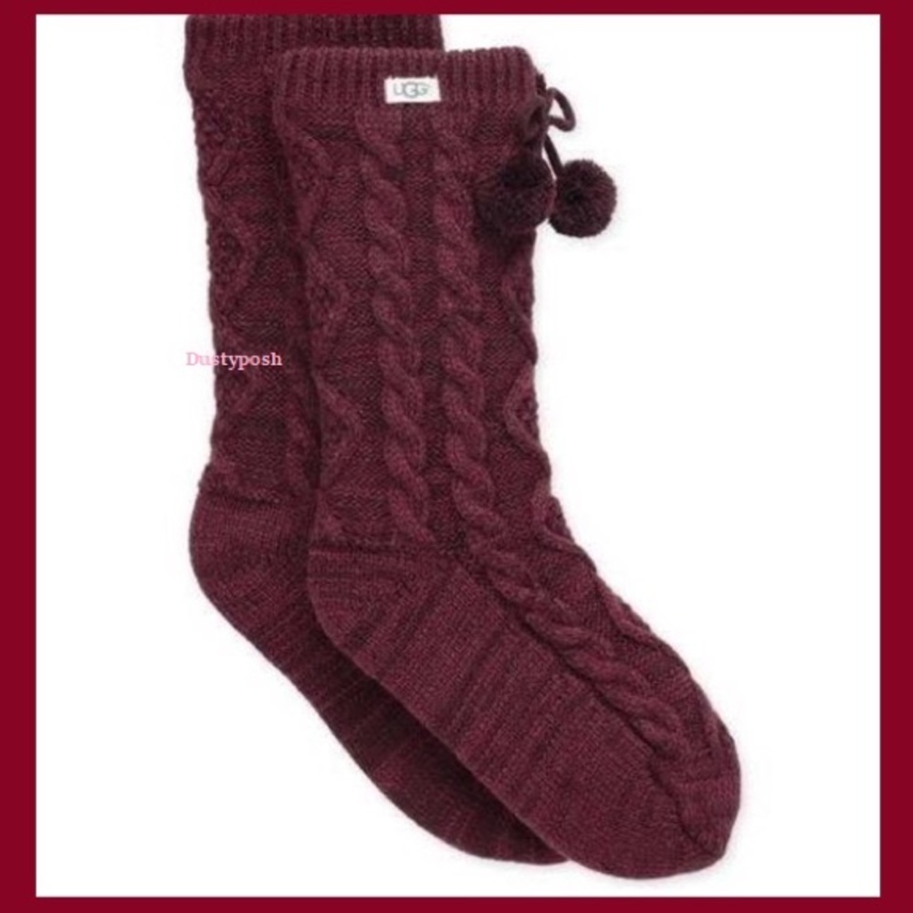 HP🎉 UGG Fleece Lined Pom Pom Socks Cozy Boot Cute New Womens Girls Soft Gift New